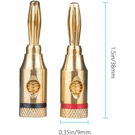 RUNCCI-YUN Pack of 10 4 mm Banana Plugs, Gold-Plated, High End, Solderable or Screwable, Audio Jack, Speaker Cable Plug, for Amplifiers and Speakers