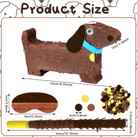 Soulchen Dachshund Dog Piñata Puppy Birthday Decoration with a Blindfold, Bat and Confetti for Dachshund Dog Theme Birthday Party Holiday Piñata Party Baby Shower Supplies