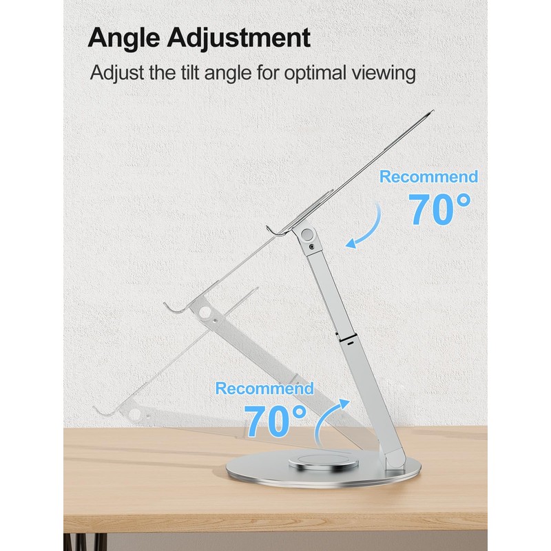 tounee Telescopic Laptop Stand for Desk with 360° Swivel Base,