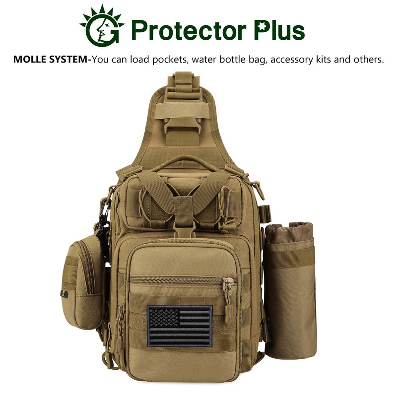 Protector Plus Tactical Sling Bag Military MOLLE Crossbody Pack Chest