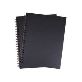 Unruled Blackout Blank Spiral Notebook, 70lb Premium Plain Black Paper, 55 Sheets, Recycled and Sustainable, 10.5" x 8", 2 Pack, Black Foil/Wire
