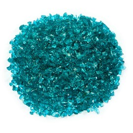 TWINKLING High Luster Fire Glass Stones Glitter, Broken Glass, Fire Gems Chips Crushed Glass Stones for Fire Pit Place, Crafts Resin Art, Aquarium Garden Decoration, 9-12mm(370g/13oz.) (Turquoise)