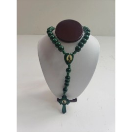 Rosario De San Judas Tadeo de Madera Green Wooden Rosary Holy Red Handmake/ Jude