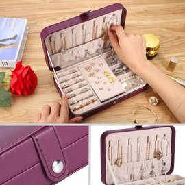 LANDICI Jewelry Box, PU Leather Jewelry Case, Jewelry Box, Ring Storage Case, Portable, Portable, Jewelry Box with Dividers, Jewelry Box Organizer, Necklace, Earrings, Earrings, Bracelets, and Other