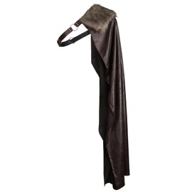 HiiFeuer Medieval Artificial Fur Shawl Half Shoulder Cape, Renaissance Adjustable Cloak Viking Warrior Costume for Ren Faire (Dark Brown A)