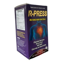 Suplemento Nutricional Dina R-PRESS Reforzado con Chía, 30 Tabletas Sin Sabor