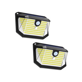 ASEMI (2 Pack) Solar Wall Lights Outdoor, 202PCS LED White,Cordless,Waterproof IP65,0.55W PV Panel,Automatic Lighting, for Exterior Deck Wall Balcony Patio Cafe Bar Garage Garden Yard