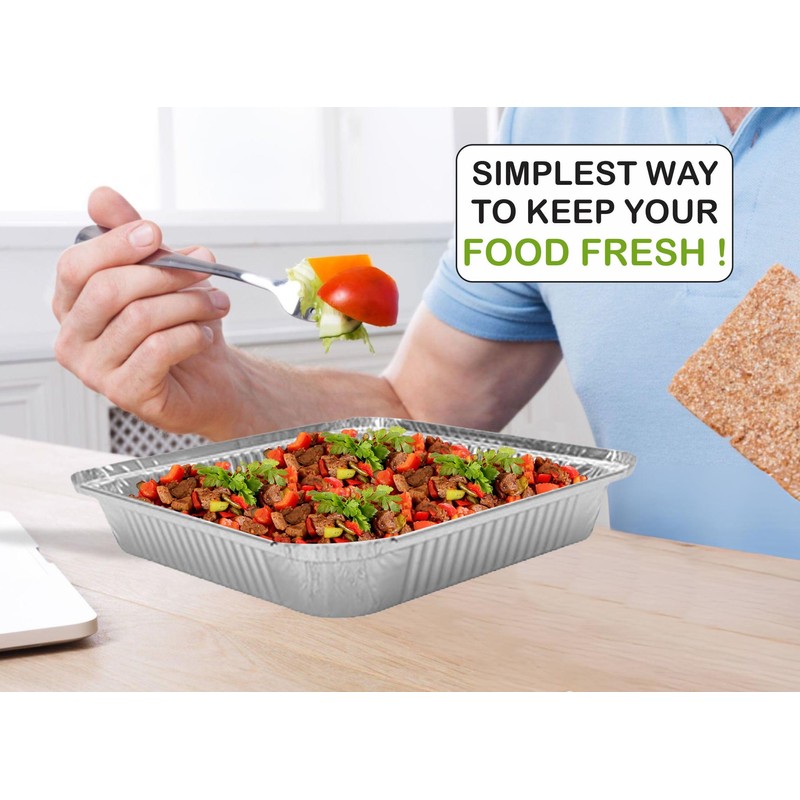 M1SS 100 Pcs X Square Aluminium Foil Trays with Lids