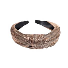 Vogue Hair Accessories Solid Shimmer Fabric Knot Plastic Hairband Headband for Girls and Woman (Shimmer Brown)