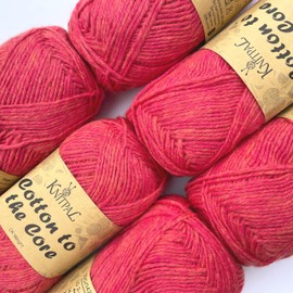 Cotton to The Core Cotton Yarn for Crocheting, 6 Skeins, 852Yds/300G, Free Patterns - Soft Baby Yarn for Knitting - 3 DK Light Worsted Weight - Watermelon Red