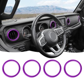 RT-TCZ Center Console Air Conditioner Vent Trim Cover Aluminum Alloy Interior Accessories for Jeep Wrangler JL JLU & Gladiator JT 2018-2024,Purple