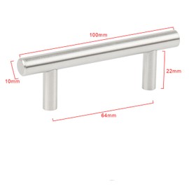 TRIXES Pack of 20 Stainless Steel 100mm Wide Cabinet Door Drawer T-Bar Handles 64mm Centres