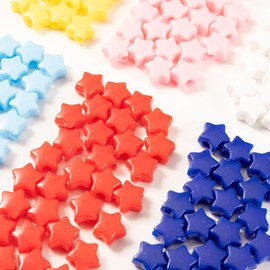 500PCS Acrylic 6 Color Mix 13mm Star Beads Pony Beads Large Hole for Jewelry Making Bracelets Necklaces Earrings Key Chains DIY Birthday Gifts or Christmas Valentine's Day Present