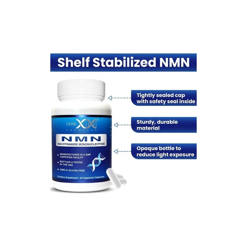 Suplemento Genex Formulas NMN NAD+ Booster Sin Sabor 60 Cápsulas