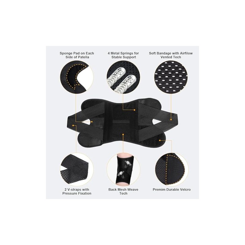 Knee Brace with Side Stabilizers, 1 PC Knee Compression Sleeve