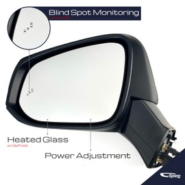 Spieg TO1320384 TO1321384 Pair Side Mirror Set for 2019-2024 Toyota Rav4 | Pair Side View Mirror Assembly Power Adj Heated Blind Spot Monitor Turn Signal Light | Paint to Match Black 8 Pins