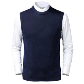 Btmpmcs Mens Knitted Vest Sleeveless Slipover Sweater Waistcoat Wool Blend Warm Gilets Classic Business Knitwear Jumpers Autumn Winter Gentleman Tank Tops Navy Blue