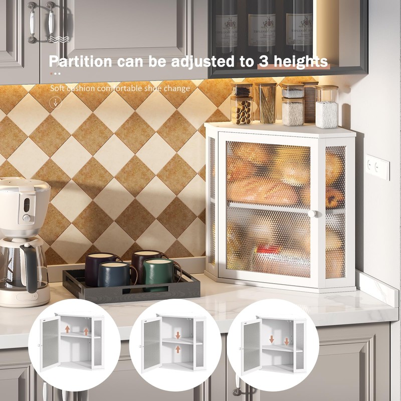 STDDRE Corner Bread Box Kitchen Countertop Extra Large Capacity Farmhouse