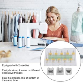 GLOGLOW Prensatelas para máquina de Coser de 4 Piezas, prensatelas de Agujas gemelas para Coser Varios tamaños, Juego de prensatelas Mixto, Juego de Accesorios para máquina de Coser