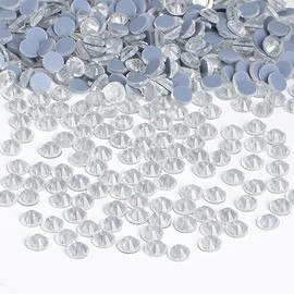 Bymitel Hotfix Crystal Rhinestones Round Gems Iron on DIY Jewelry Making Flat Back for Crafts,Clear Crystal, 10mm(SS50/144pcs)