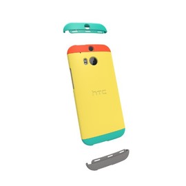 HTC Double Dip Case One (M8) - Embalaje al por Menor - Naranja/Amarillo Vibrante/Verde Azulado