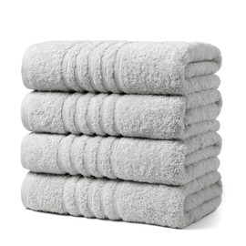 Aibaser Towels - Premium 100% Cotton Bath Towels Set (27 x 54 inches), Lightweight and High Absorbency Quick Drying (Light Grey)