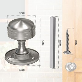 Bwintech 1 Set Ringed Mortice Door Knobs,Satin Nickel Finishing Pull Door Handle Knobs for Interal Doors