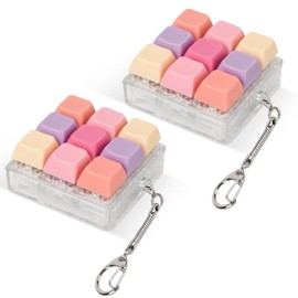 2 Pcs Keyboard Fidget Toy, Keyboard Fidget Clicker for Adults Relieve Stress and Anxiety Decompression Keyboard Fidget Keychain (Pink)