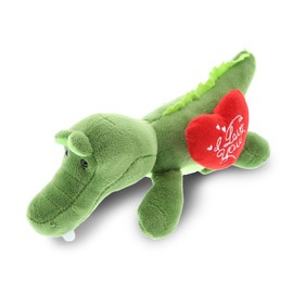 DolliBu I Love You Plush Alligator – Cute Stuffed Animal with Heart Message and Name Personalization for Valentines, Anniversary, Romantic Date, Boyfriend, Girlfriend Gift – 7 Inches