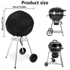 Rzspher Weatherproof Grill Cover, 50 x 46 cm, Round Grill Cover, 210D Oxford Fabric, Outdoor Round, Kettle Grill for Standing Grill, Easy Take Off Handle Design