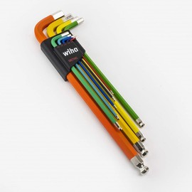 9 Piece Ball End Color Coded Hex L-Key Set - Metric