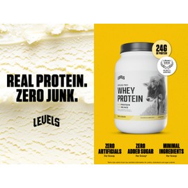 Levels Grass Fed Whey Protein Powder, No Artificials, 24G of Protein, Vanilla Bean, 2LB