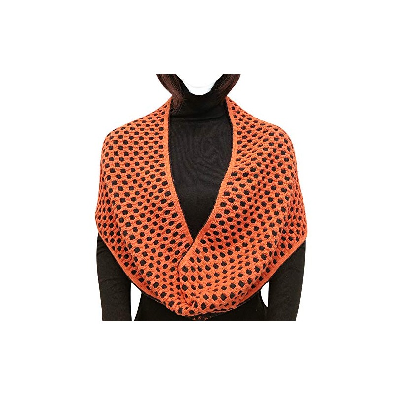 Bowbear Two Tone Warm Winter Knit Infinity Scarf, Orange &