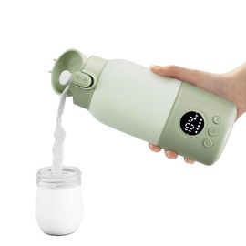 Portable Bottle Warmer for Travel, 2-Min Fast Heating Baby Bottle Warmer, 12.8oz Formula Container to Go for Breastmilk, Baby Essentials with Long-Lasting Keep Warm Function