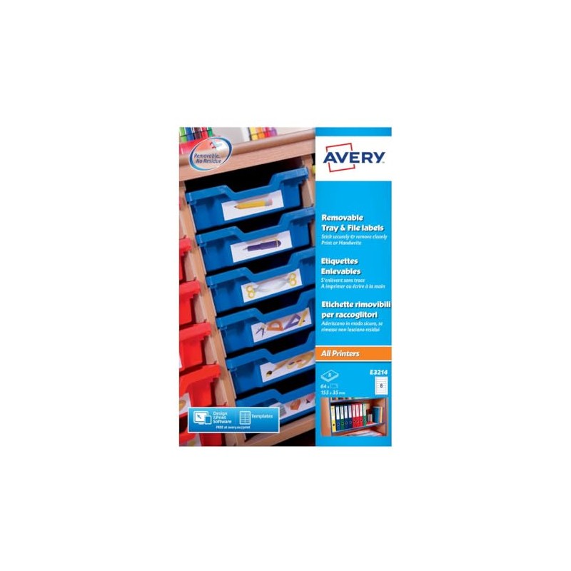Avery E3214 Removable Multi-Purpose Tray and Filing Labels
