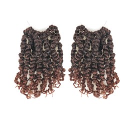 Pre-twisted Passion Twist Hair-6 Inch 2 Packs,Ombre Brown, Pre-looped Crochet Synthetic Braiding Hair(6 Inch-2Packs,T30)