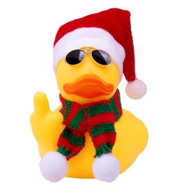 CoFuBcad Christmas 3.15" Fun Rubber Duck Car Dashboard Decorations Yellow Duck Car Ornaments with Christmas Hat Scarf Sunglasses for Car Home for Office Accessories