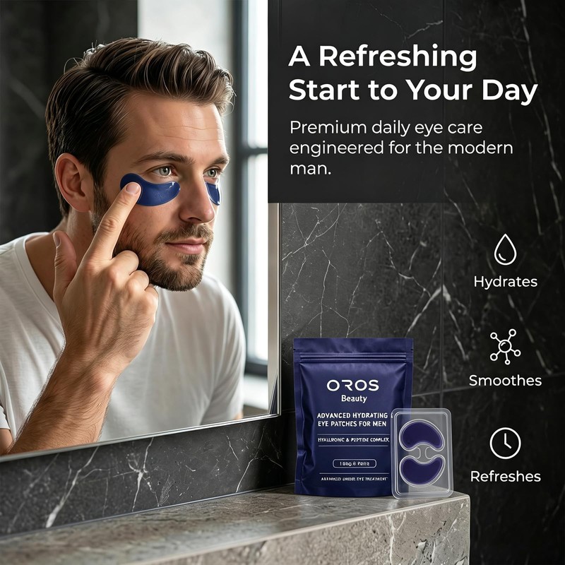 OROS Eye Patches for Men, 10 Pieces, Hyaluronic Acid &
