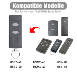 pepape Set of 2 Garage Door Hand Transmitter for Hörmann HSE2-40, HS4-40, HSM4-40, Compatible with Hörmann Grey Buttons 40.685 MHz Garage Remote Control Handset