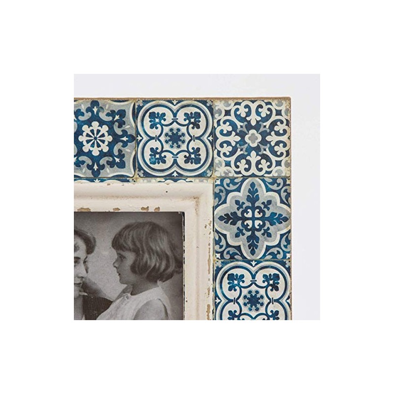 Sass & Belle Bilderrahmen Holz Ornament blau Vintage 20x25cm