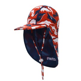 Foruhoo Baby Boys UV Protection 50 Drawstring Wide Brim Summer Hat Sun Hat - Dinosaur Red