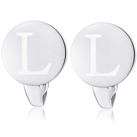 HONEY BEAR Cufflinks & Tie Pin Set Initials Letter Men's Stainless Steel Wedding Cufflinks Cufflink Silver, A-Z, Reusable, copper, No Gemstone