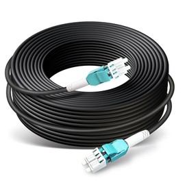 YUTIANHOME 50ft/15m OD-5mm Industrial TPU OM3 Fiber LC to LC Outdoor Armored Fiber Patch Cable, Duplex Multimode Fiber Optic Cable, 40Gb 10Gb, 50/125 OM3 Uniboot LC-LC Direct Bury