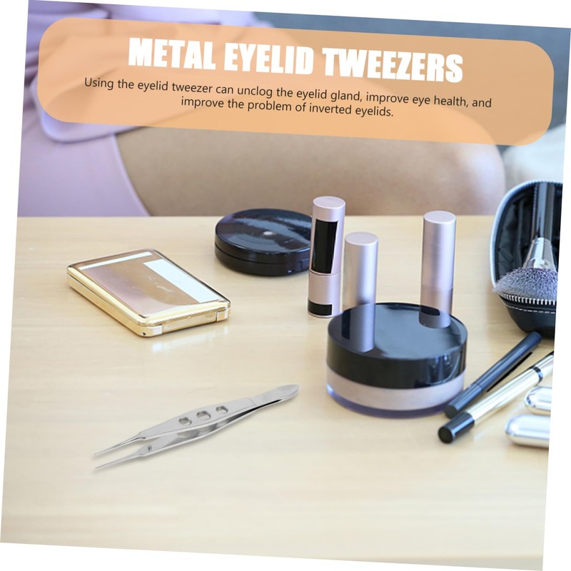 FOMIYES Alloy Steel Meibomian Gland Expressor Eyelid Tweezers Precision Angled