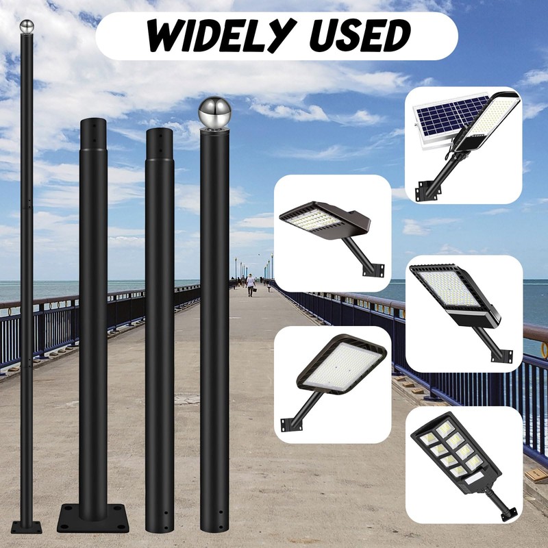Koiyingnote 10FT Outdoor Solar Street Light Pole, Heavy Duty Galvanized