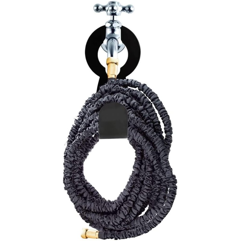 Soporte de Pared para Manguera de Jardín Negro 2 Piezas