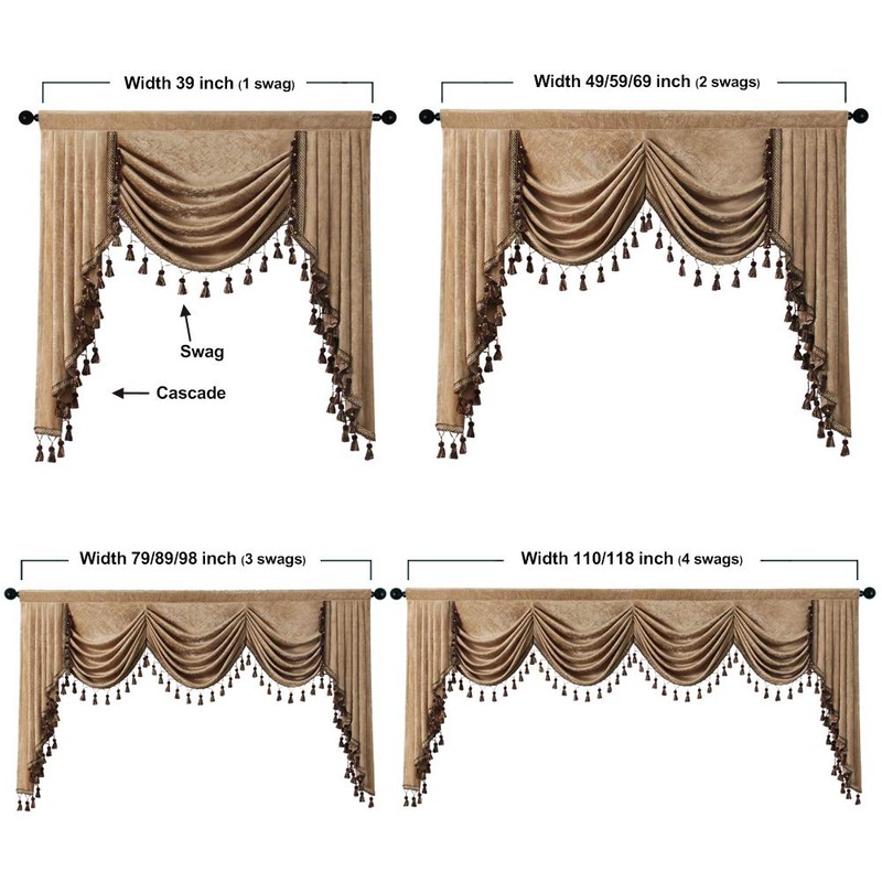 ELKCA Thick Chenille Window Curtains Valance for Living Room Coffee