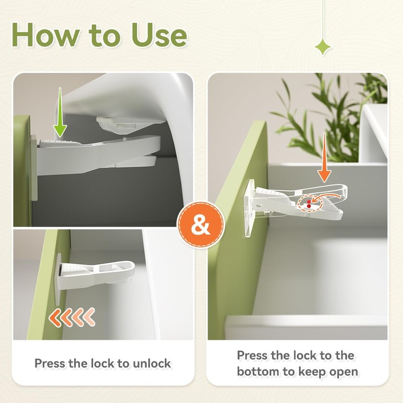 SAFELON 12 Pcs Baby Safety Cabinet Locks Childproof Drawer Locks