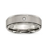Chisel Titanium Brushed/Polished 0.05Ct. Diamond Rounded Edge Band (Width=7)