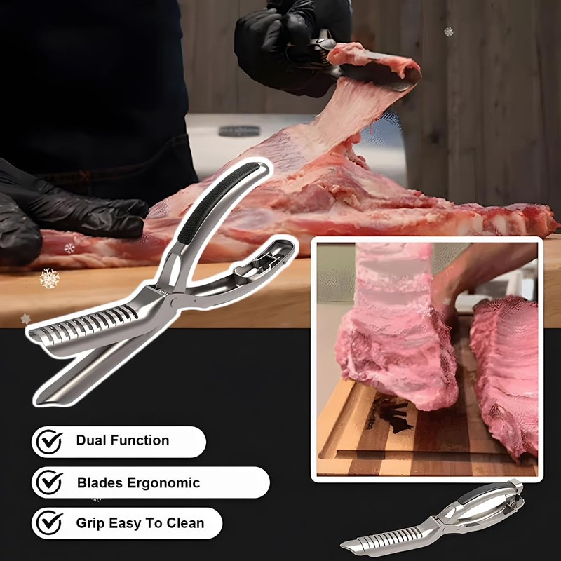 Rib Prep Stainless Steel Rib Membrane Remover, BBQ Tool with